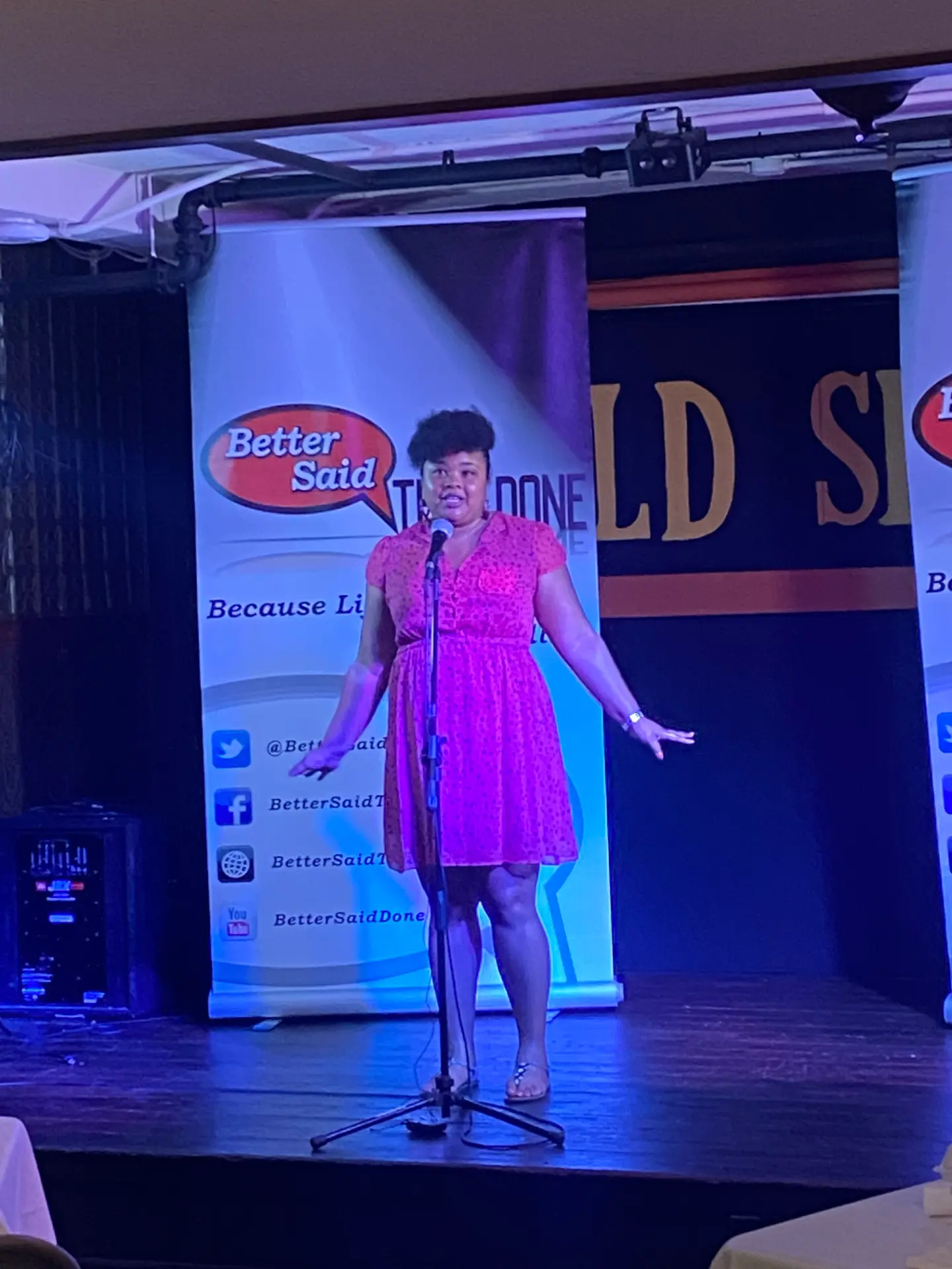 Diana Veiga onstage at a Better Said Than Done show